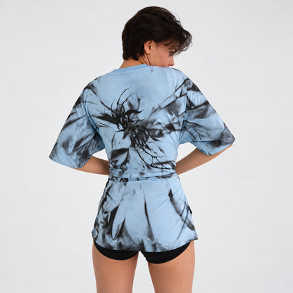 Кастомна футболка BatCat BLUE ASH, спинка з чорною графікою