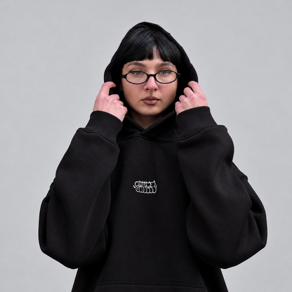 Чорне худі BatCat Kripac Shakur Oversize, капюшон і принт на грудях